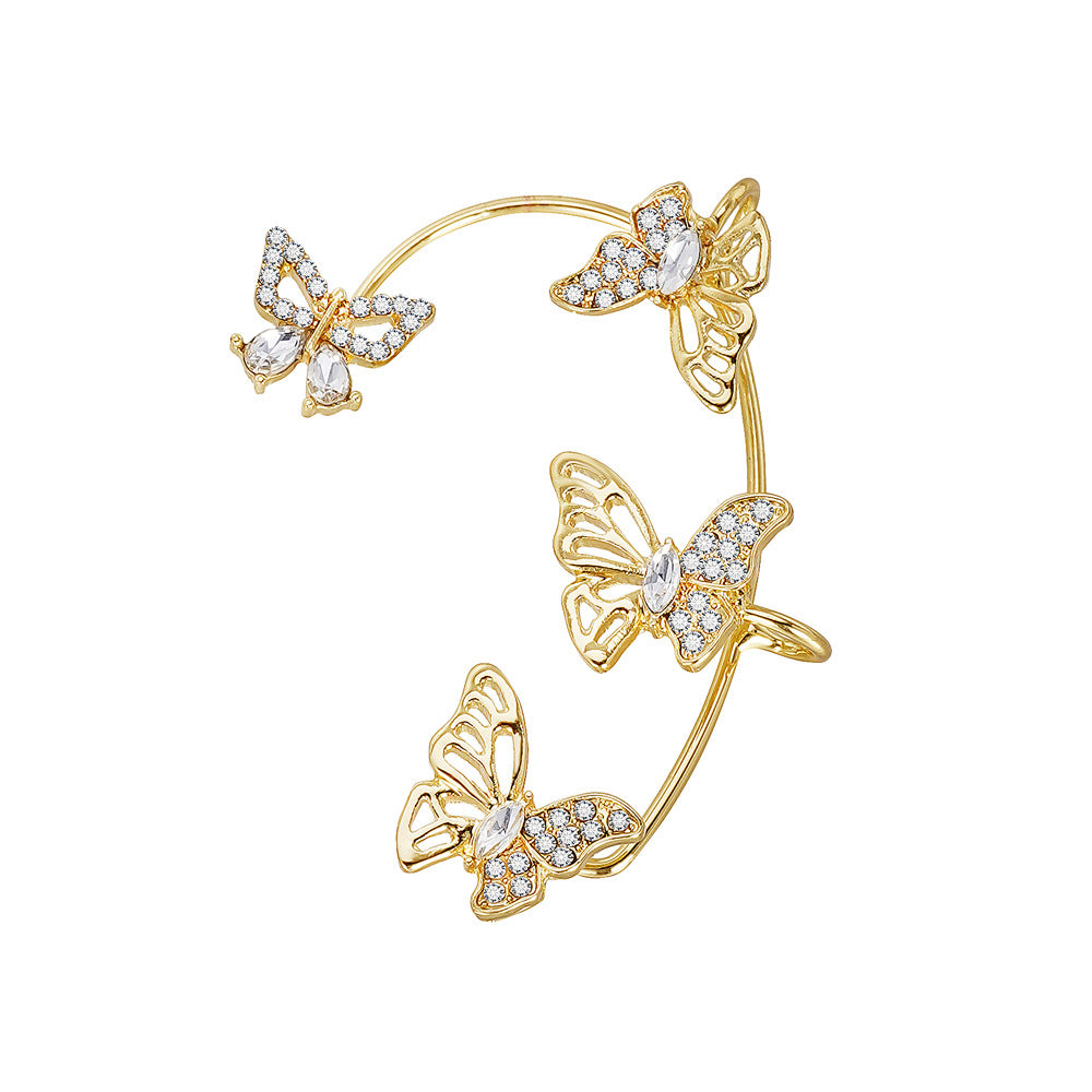 GlowifyCare Butterfly Ear Cuff (No Piercing) | Elegant Synthetic Gemstone Ear Hook