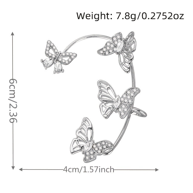 GlowifyCare Butterfly Ear Cuff (No Piercing) | Elegant Synthetic Gemstone Ear Hook