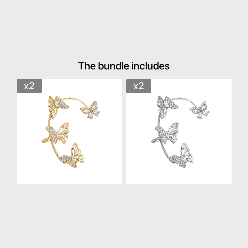 GlowifyCare Butterfly Ear Cuff (No Piercing) | Elegant Synthetic Gemstone Ear Hook