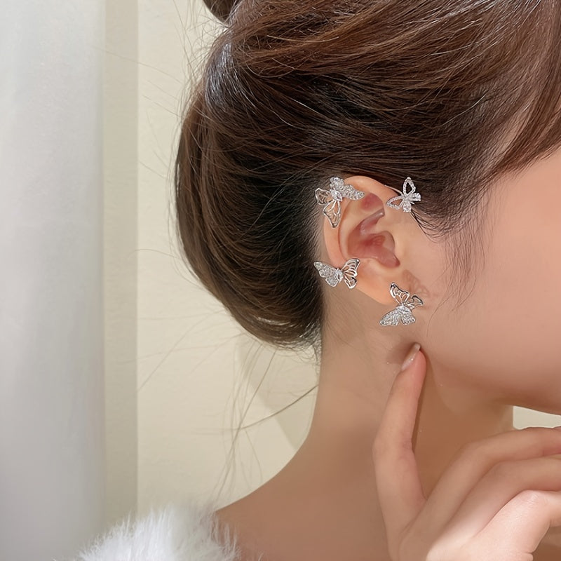 GlowifyCare Butterfly Ear Cuff (No Piercing) | Elegant Synthetic Gemstone Ear Hook
