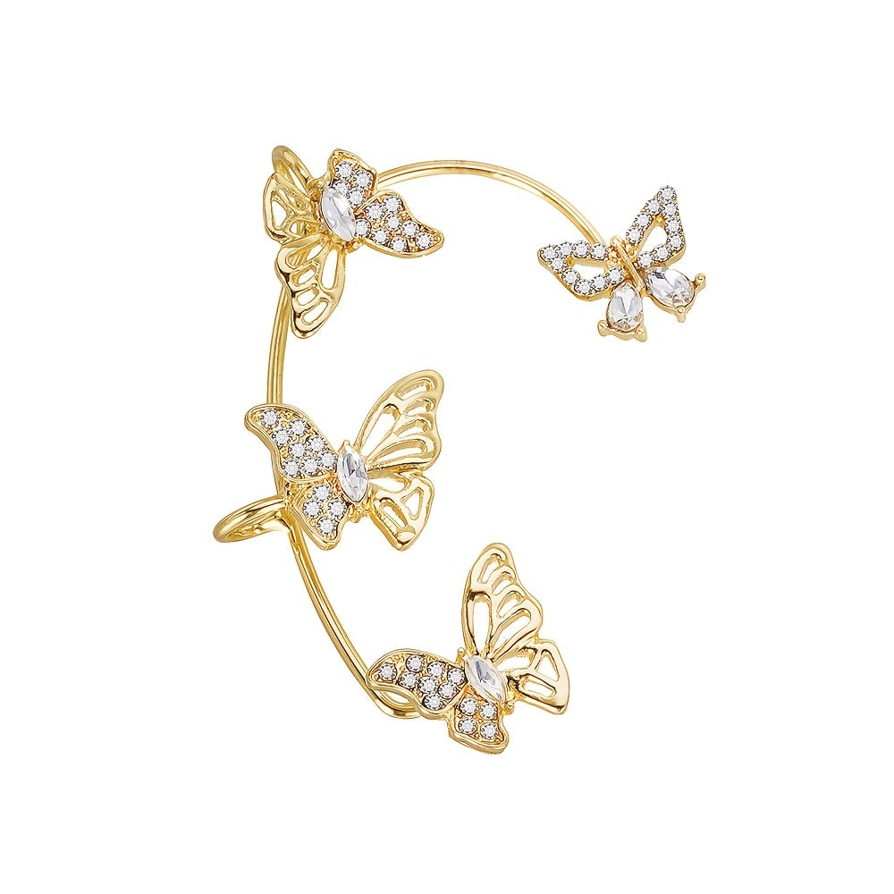 GlowifyCare Butterfly Ear Cuff (No Piercing) | Elegant Synthetic Gemstone Ear Hook
