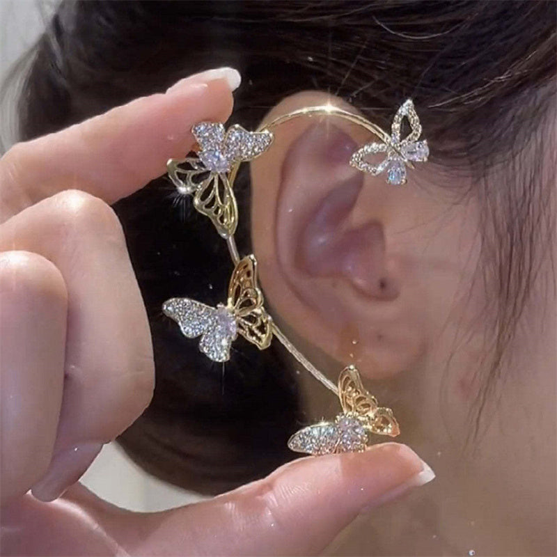 GlowifyCare Butterfly Ear Cuff (No Piercing) | Elegant Synthetic Gemstone Ear Hook