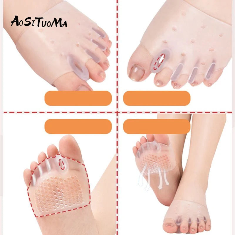 GlowifyCare SEBS Silicone Foot Pads (Pair) | Bunion Relief, Toe Separator & Arch Support