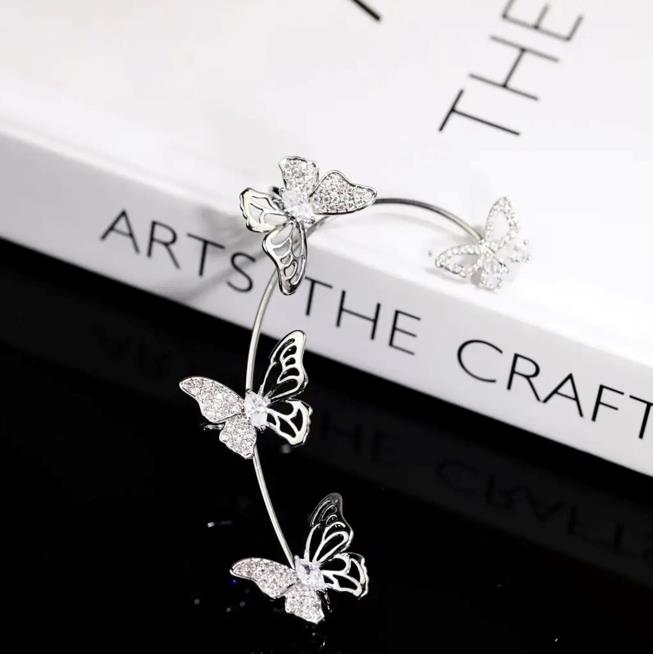 GlowifyCare Butterfly Ear Cuff (No Piercing) | Elegant Synthetic Gemstone Ear Hook