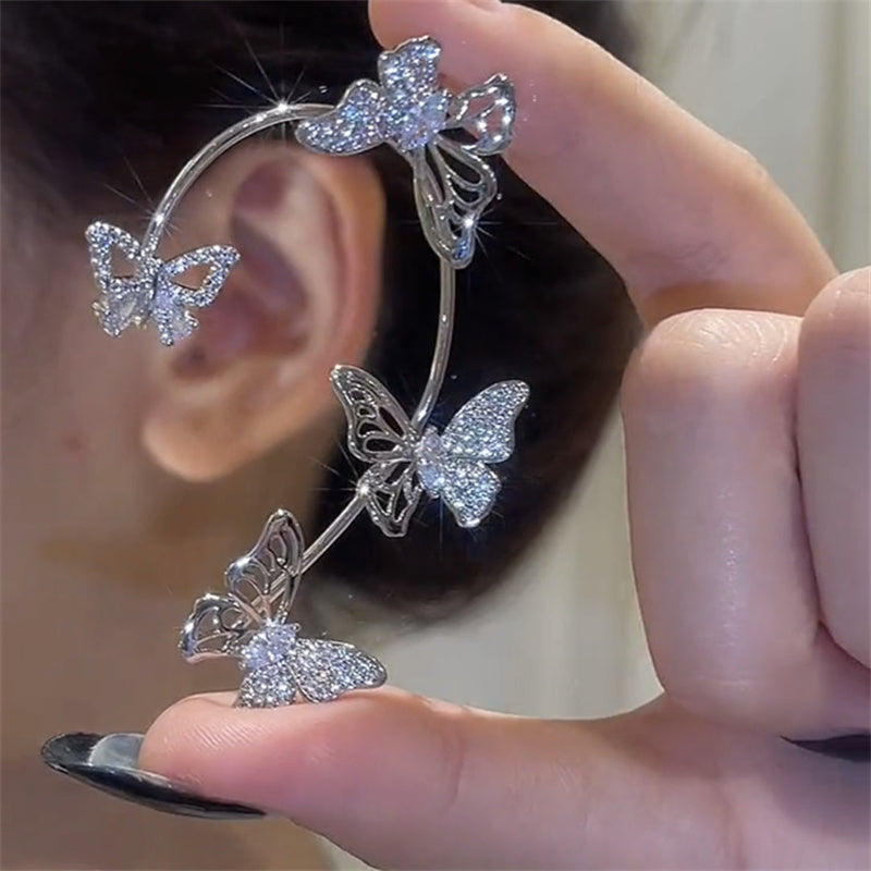GlowifyCare Butterfly Ear Cuff (No Piercing) | Elegant Synthetic Gemstone Ear Hook
