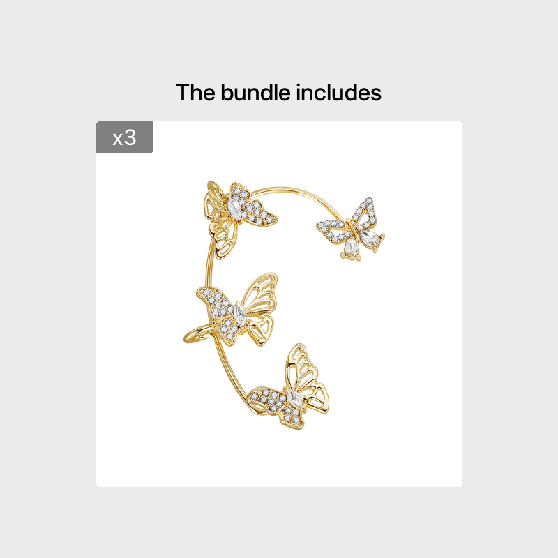 GlowifyCare Butterfly Ear Cuff (No Piercing) | Elegant Synthetic Gemstone Ear Hook