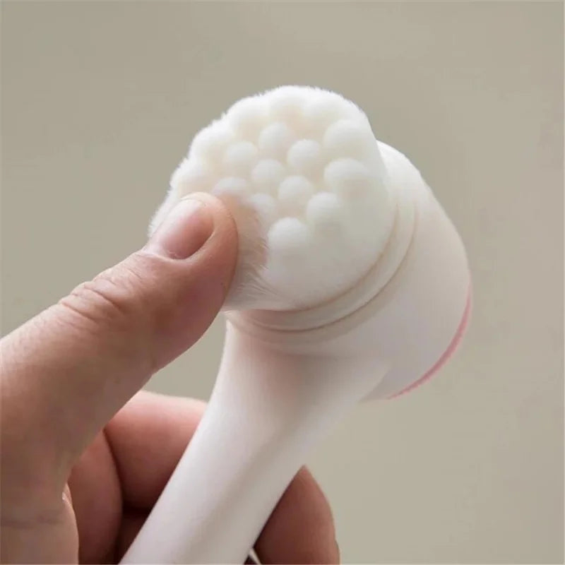 3D Dual‑Sided Silicone Facial Cleansing Brush – Soft‑Bristled Exfoliating & Massaging Face Wash Tool