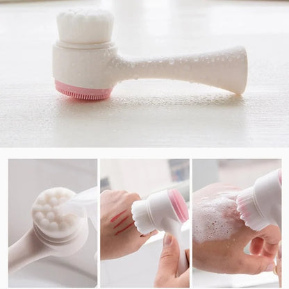 3D Dual‑Sided Silicone Facial Cleansing Brush – Soft‑Bristled Exfoliating & Massaging Face Wash Tool