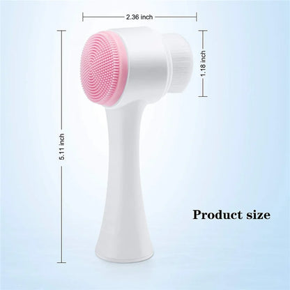 3D Dual‑Sided Silicone Facial Cleansing Brush – Soft‑Bristled Exfoliating & Massaging Face Wash Tool