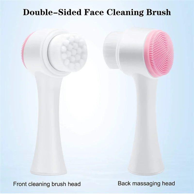 3D Dual‑Sided Silicone Facial Cleansing Brush – Soft‑Bristled Exfoliating & Massaging Face Wash Tool