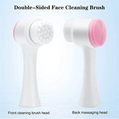 3D Dual‑Sided Silicone Facial Cleansing Brush – Soft‑Bristled Exfoliating & Massaging Face Wash Tool