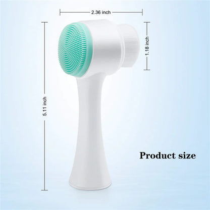 3D Dual‑Sided Silicone Facial Cleansing Brush – Soft‑Bristled Exfoliating & Massaging Face Wash Tool
