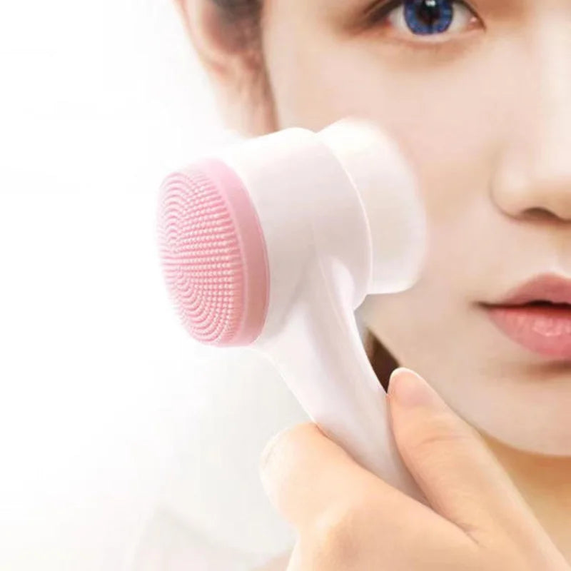 3D Dual‑Sided Silicone Facial Cleansing Brush – Soft‑Bristled Exfoliating & Massaging Face Wash Tool