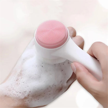 3D Dual‑Sided Silicone Facial Cleansing Brush – Soft‑Bristled Exfoliating & Massaging Face Wash Tool