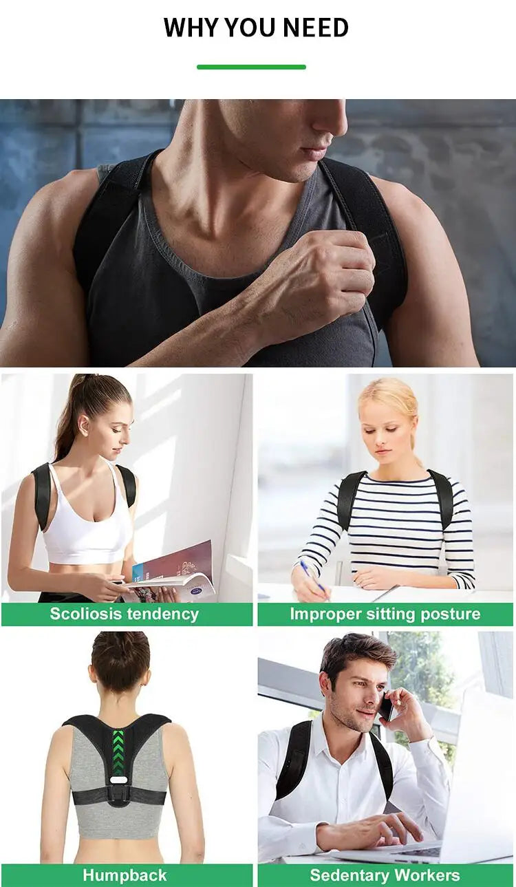 GlowifyCare Adjustable Posture Corrector | Premium Back Support Brace for Adults & Teens