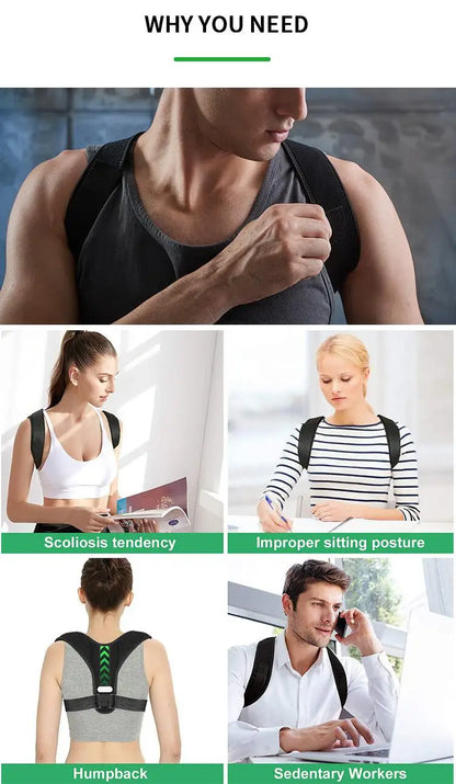 GlowifyCare Adjustable Posture Corrector | Premium Back Support Brace for Adults & Teens