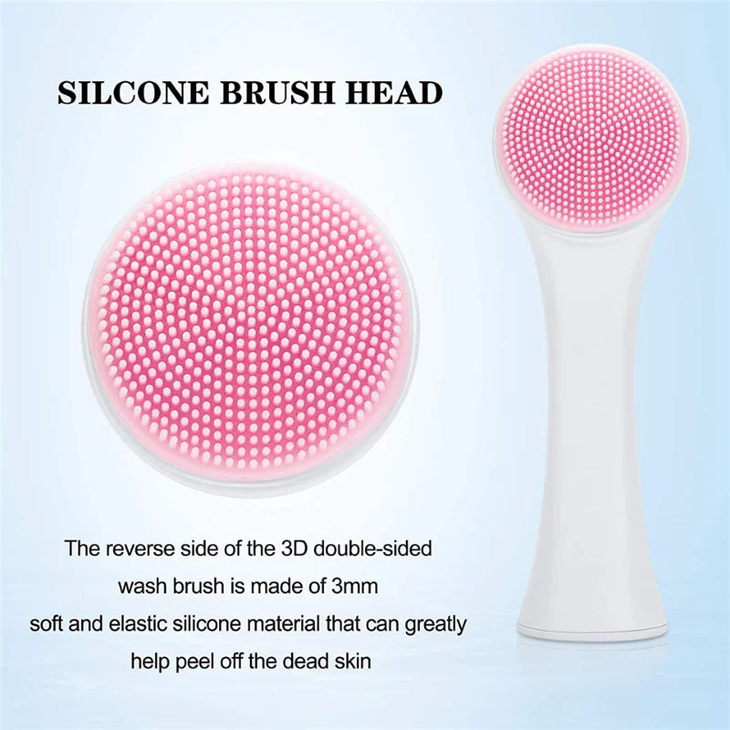 3D Dual‑Sided Silicone Facial Cleansing Brush – Soft‑Bristled Exfoliating & Massaging Face Wash Tool