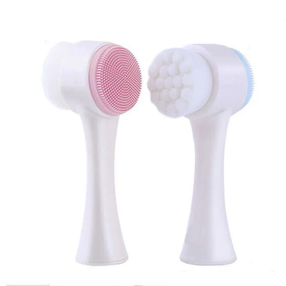 3D Dual‑Sided Silicone Facial Cleansing Brush – Soft‑Bristled Exfoliating & Massaging Face Wash Tool