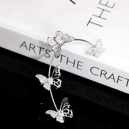 GlowifyCare Butterfly Ear Cuff (No Piercing) | Elegant Synthetic Gemstone Ear Hook